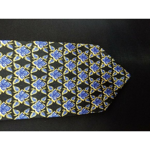 Geoffrey Beene Mens Dress Tie Suit Imported Fabric Made In USA Silk Black Blue - Picture 7 of 12